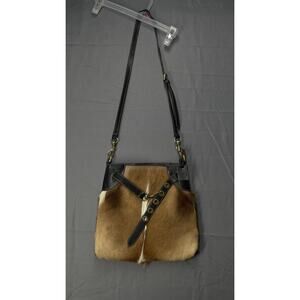 Diane Gail Springbok Real Fur Leather Shoulder Bag Tote Designer Hobo Purse Y2K